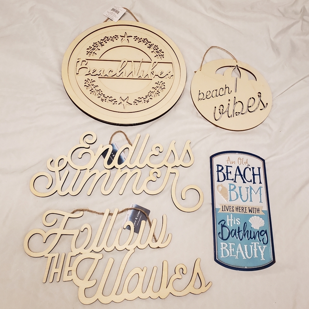 Hobby Lobby, Joann's Beach Wall Decor Signs Metal and Unfinished Wood Lot